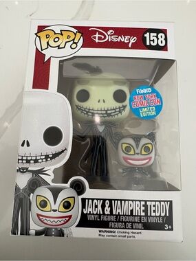 NWT Funko Pop! Disney Jack Skellington and Vampire Teddy #158 NYCC Exclusive